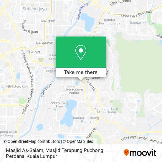 Peta Masjid As-Salam, Masjid Terapung Puchong Perdana