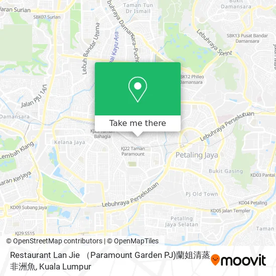 Restaurant Lan Jie （Paramount Garden PJ)蘭姐清蒸非洲魚 map