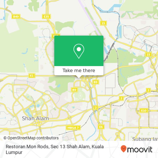 Restoran Mon Rods, Sec 13 Shah Alam map