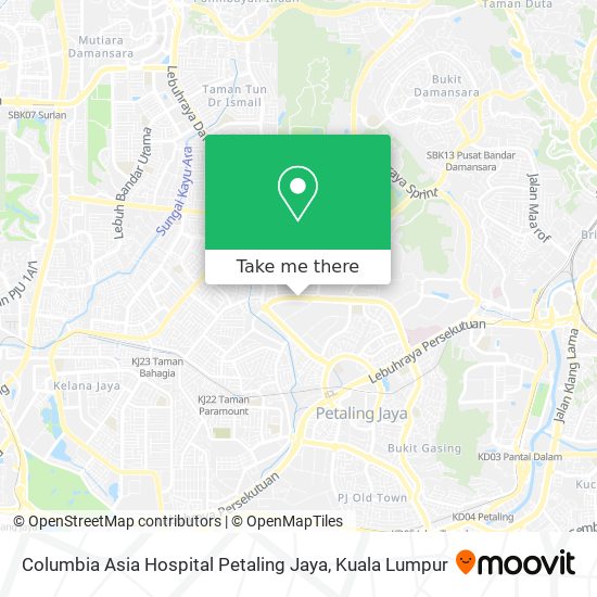 Peta Columbia Asia Hospital Petaling Jaya