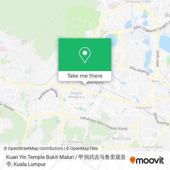 Peta Kuan Yin Temple Bukit Maluri / 甲洞武吉马鲁里观音亭