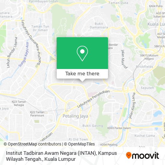 Peta Institut Tadbiran Awam Negara (INTAN), Kampus Wilayah Tengah.