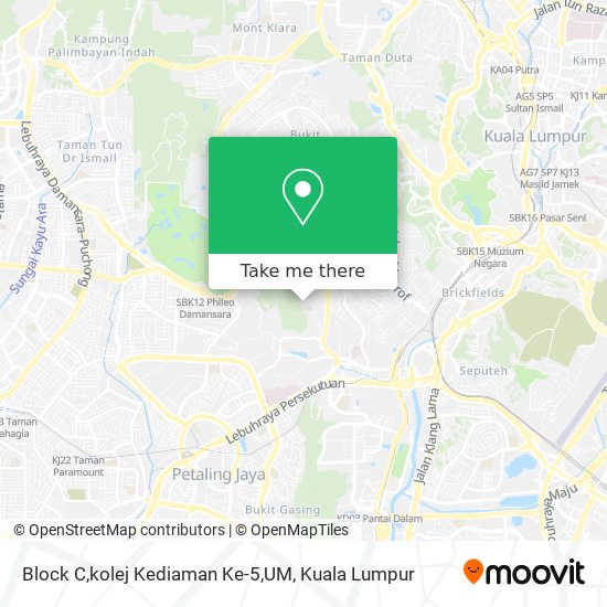 Block C,kolej Kediaman Ke-5,UM map