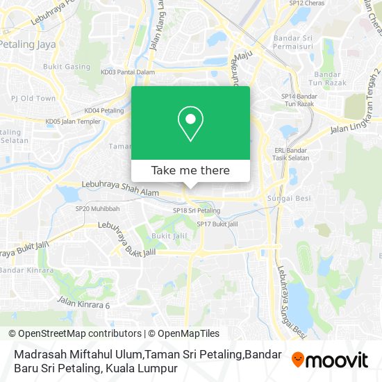 Peta Madrasah Miftahul Ulum,Taman Sri Petaling,Bandar Baru Sri Petaling