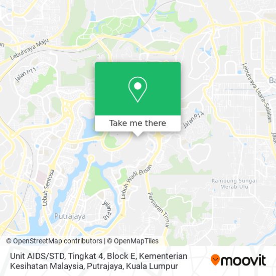 如何坐公交或火车去sepang的unit Aids Std Tingkat 4 Block E Kementerian Kesihatan Malaysia Putrajaya