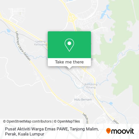 Pusat Aktiviti Warga Emas PAWE,  Tanjong Malim,  Perak map