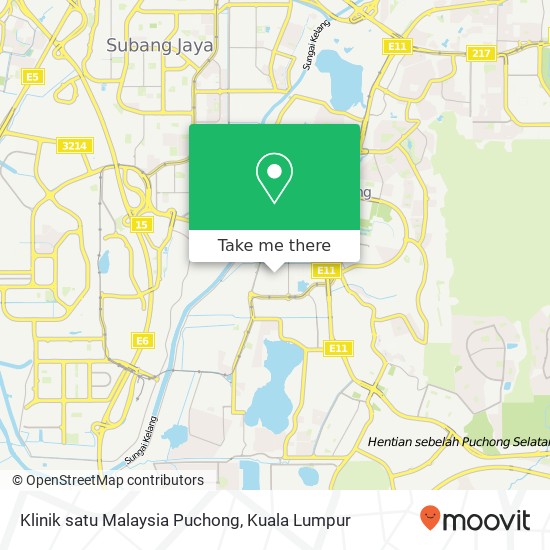 Klinik satu Malaysia Puchong map