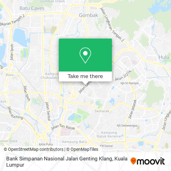 Bank Simpanan Nasional Jalan Genting Klang map