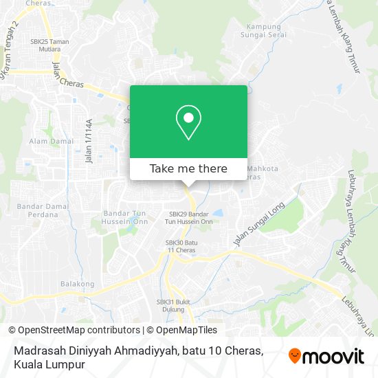 Peta Madrasah Diniyyah Ahmadiyyah, batu 10 Cheras