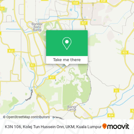 K3N 106, Kolej Tun Hussein Onn, UKM map