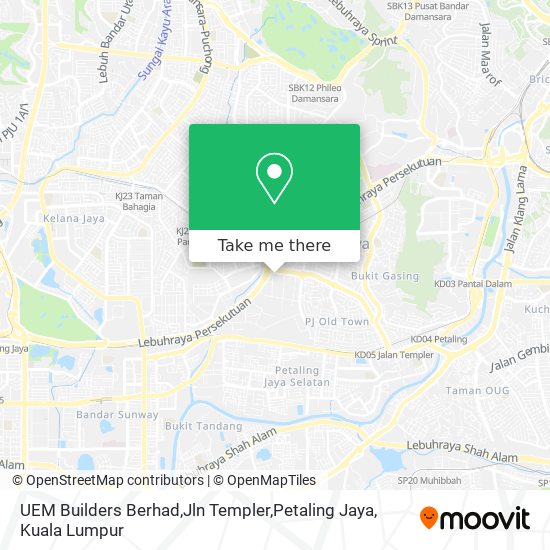 Peta UEM Builders Berhad,Jln Templer,Petaling Jaya