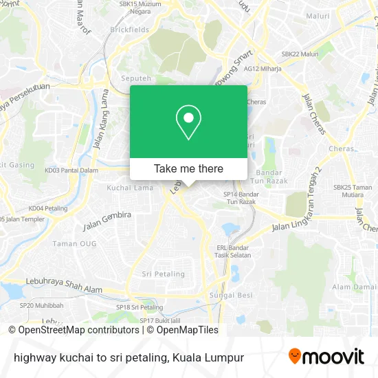 highway kuchai to sri petaling map