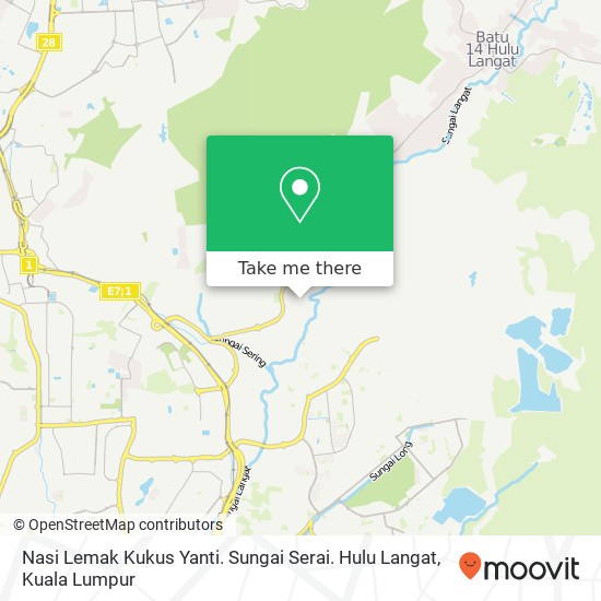 Nasi Lemak Kukus Yanti. Sungai Serai. Hulu Langat map