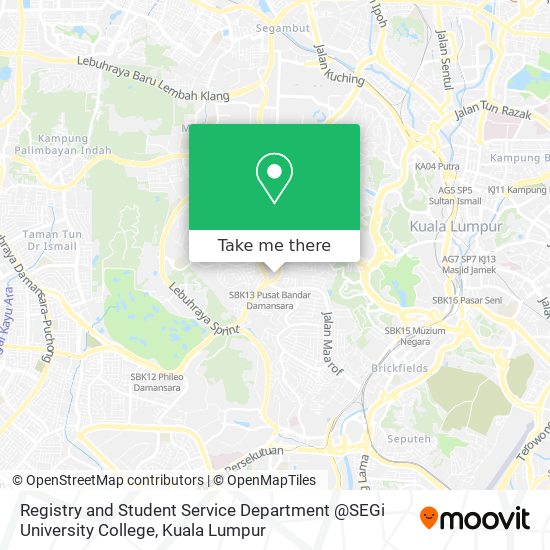 Registry and Student Service Department @SEGi University College map