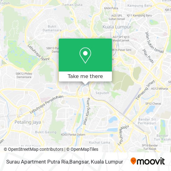 Peta Surau Apartment Putra Ria,Bangsar