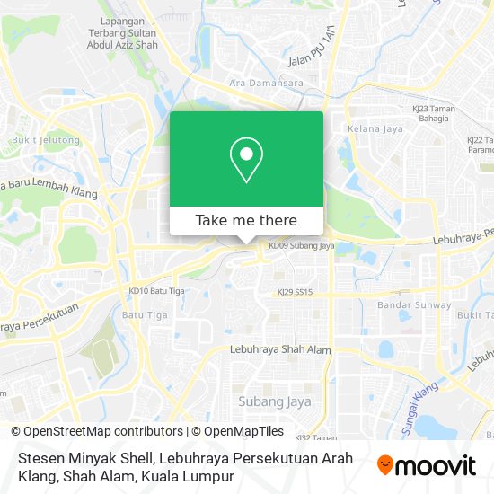 Peta Stesen Minyak Shell, Lebuhraya Persekutuan Arah Klang, Shah Alam