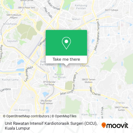 Unit Rawatan Intensif Kardiotorasik Surgeri (CICU) map