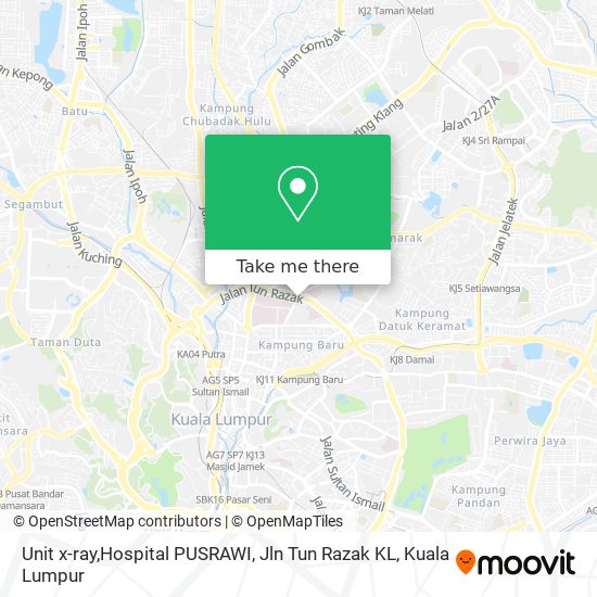 Peta Unit x-ray,Hospital PUSRAWI, Jln Tun Razak KL