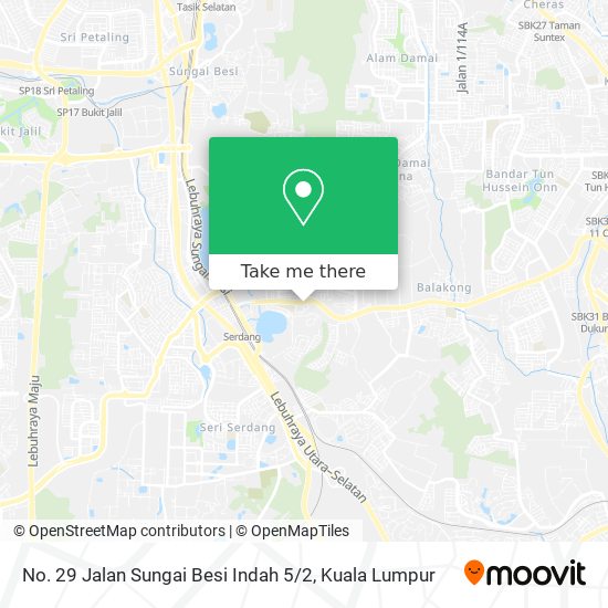 Peta No. 29 Jalan Sungai Besi Indah 5 / 2