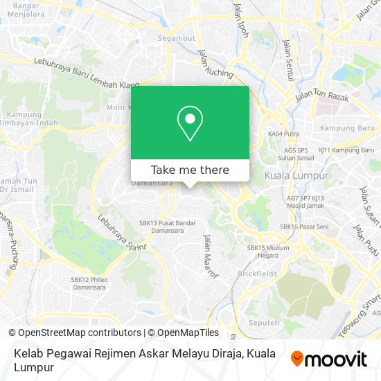 Peta Kelab Pegawai Rejimen Askar Melayu Diraja