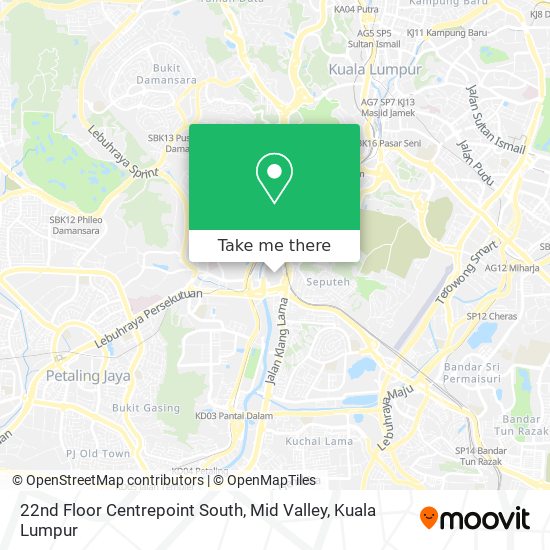 22nd Floor Centrepoint South, Mid Valley map