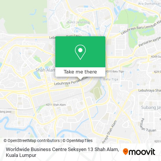 Peta Worldwide Business Centre Seksyen 13 Shah Alam