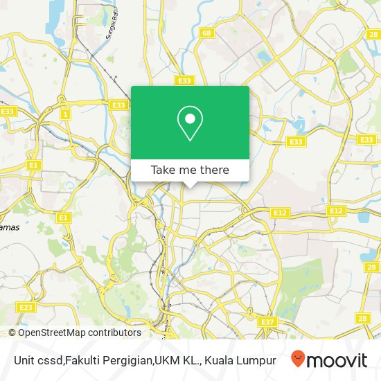 Unit cssd,Fakulti Pergigian,UKM KL. map