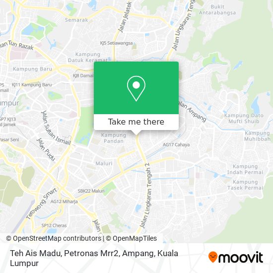 Teh Ais Madu, Petronas Mrr2, Ampang map
