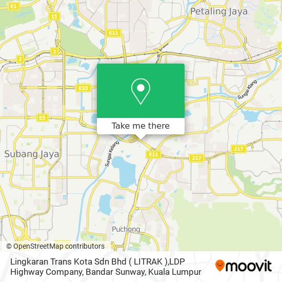 Peta Lingkaran Trans Kota Sdn Bhd ( LITRAK ),LDP Highway Company, Bandar Sunway
