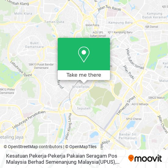 Kesatuan Pekerja-Pekerja Pakaian Seragam Pos Malaysia Berhad Semenanjung Malaysia(UPUS) map