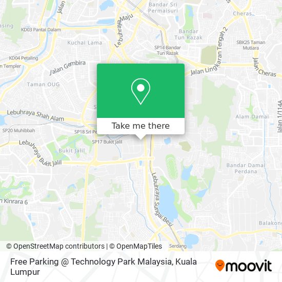Free Parking @ Technology Park Malaysia map