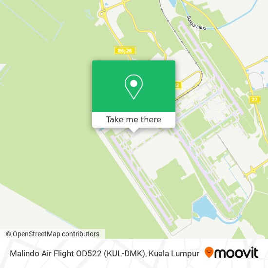 Peta Malindo Air Flight OD522 (KUL-DMK)