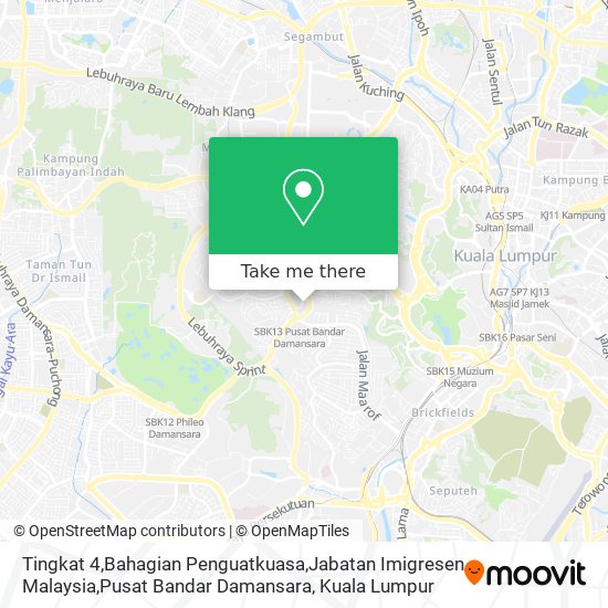 Tingkat 4,Bahagian Penguatkuasa,Jabatan Imigresen Malaysia,Pusat Bandar Damansara map