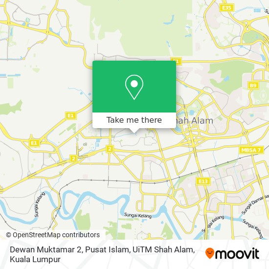 Dewan Muktamar 2, Pusat Islam, UiTM Shah Alam map