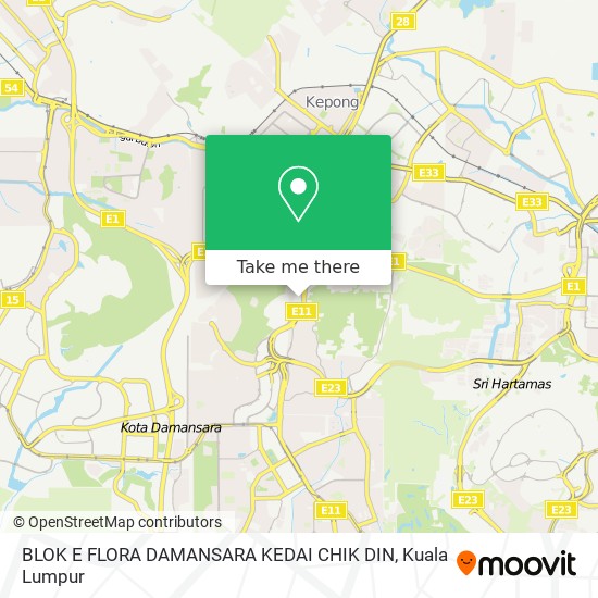 BLOK E FLORA DAMANSARA KEDAI CHIK DIN map