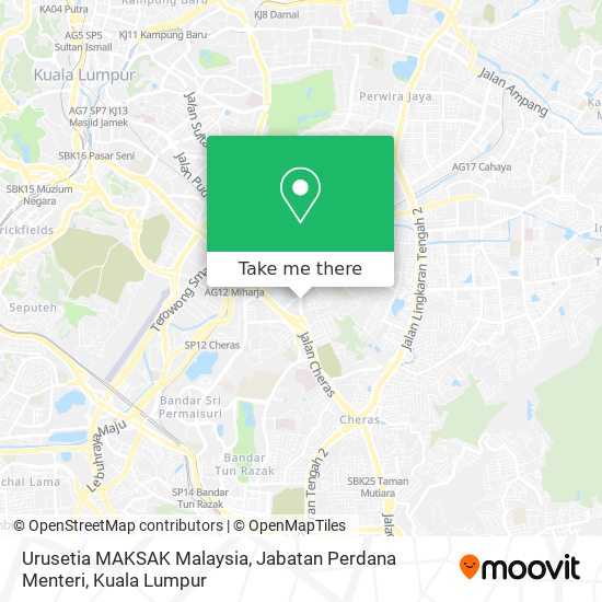 Peta Urusetia MAKSAK Malaysia, Jabatan Perdana Menteri