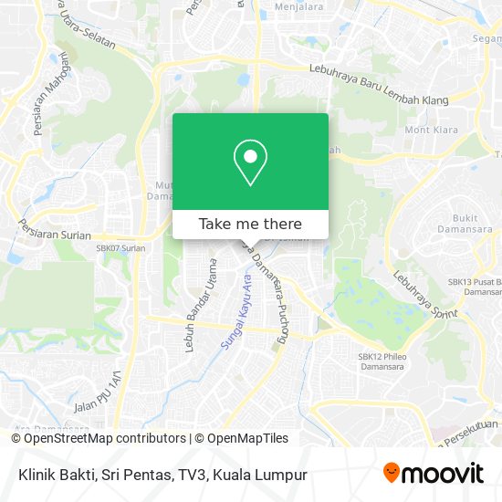 Klinik Bakti, Sri Pentas, TV3 map