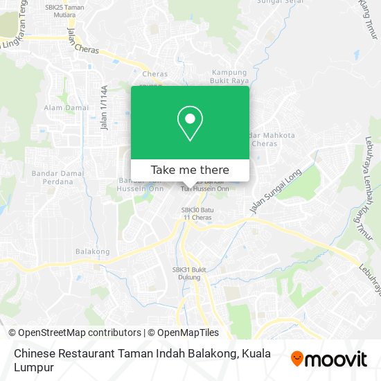 Peta Chinese Restaurant Taman Indah Balakong