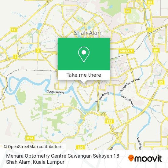 Peta Menara Optometry Centre Cawangan Seksyen 18 Shah Alam