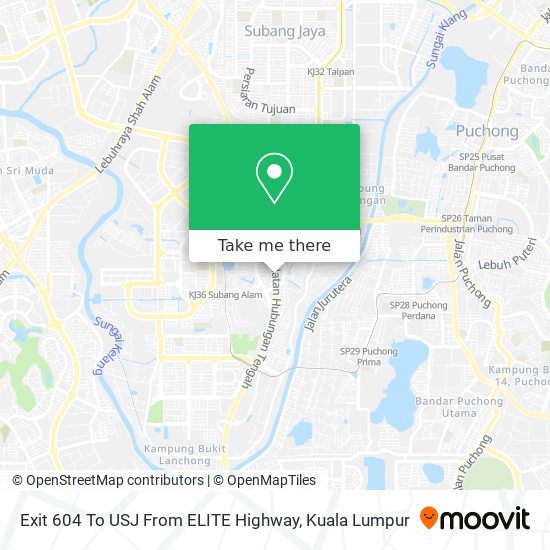 Exit 604 To USJ From ELITE Highway map