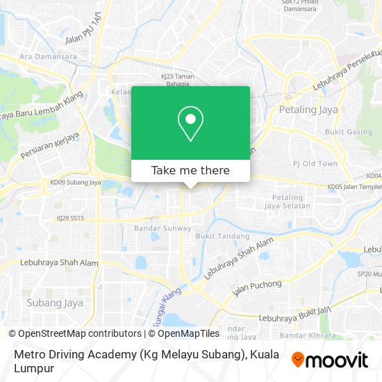 Peta Metro Driving Academy (Kg Melayu Subang)
