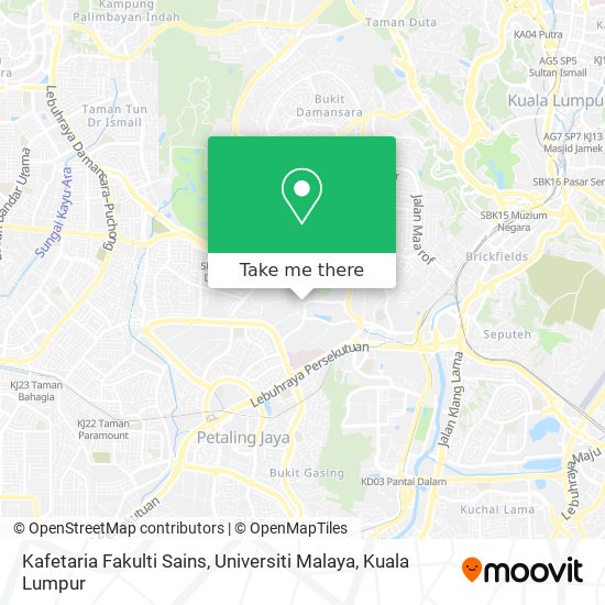 Peta Kafetaria Fakulti Sains, Universiti Malaya