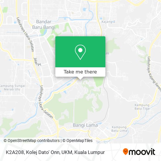 K2A208, Kolej Dato' Onn, UKM map