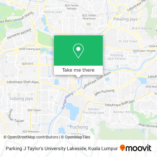 Parking J Taylor's University Lakeside map