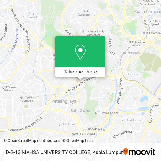 D-2-13 MAHSA UNIVERSITY COLLEGE map