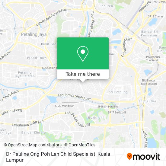 Dr Pauline Ong Poh Lan Child Specialist map