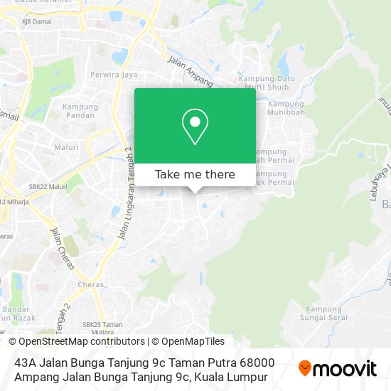 Peta 43A Jalan Bunga Tanjung 9c Taman Putra 68000 Ampang Jalan Bunga Tanjung 9c