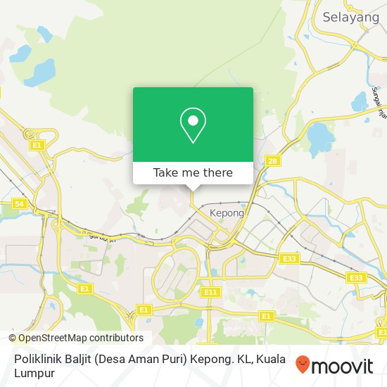 Poliklinik Baljit (Desa Aman Puri) Kepong. KL map