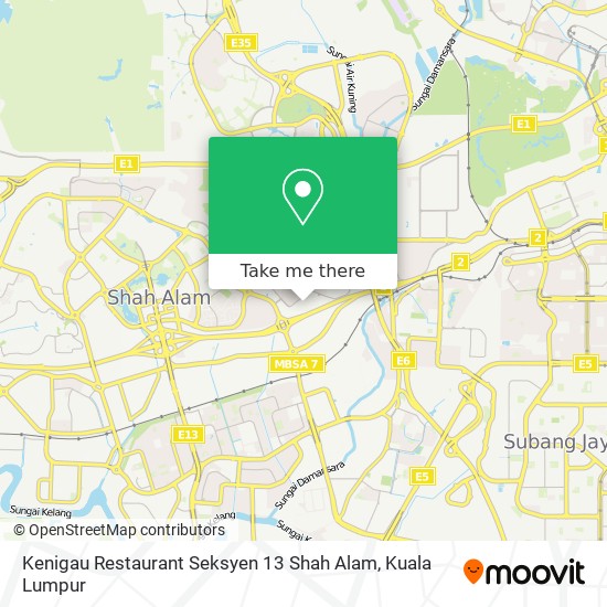 Kenigau Restaurant Seksyen 13 Shah Alam map