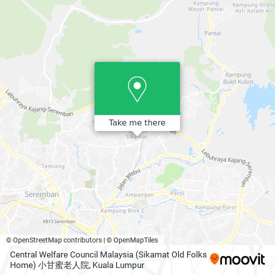 Central Welfare Council Malaysia (Sikamat Old Folks Home) 小甘蜜老人院 map